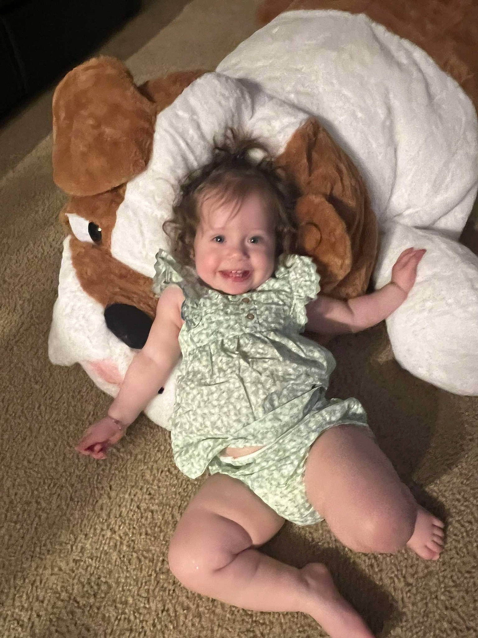 Leilani joined the competition — help win amazing prizes! baby_toddler_clothing, child, comfort, dress, eye, face, fawn, finger, flooring, foot, fun, happy, head, human_leg, joy, person, skin, smile, textile, thigh