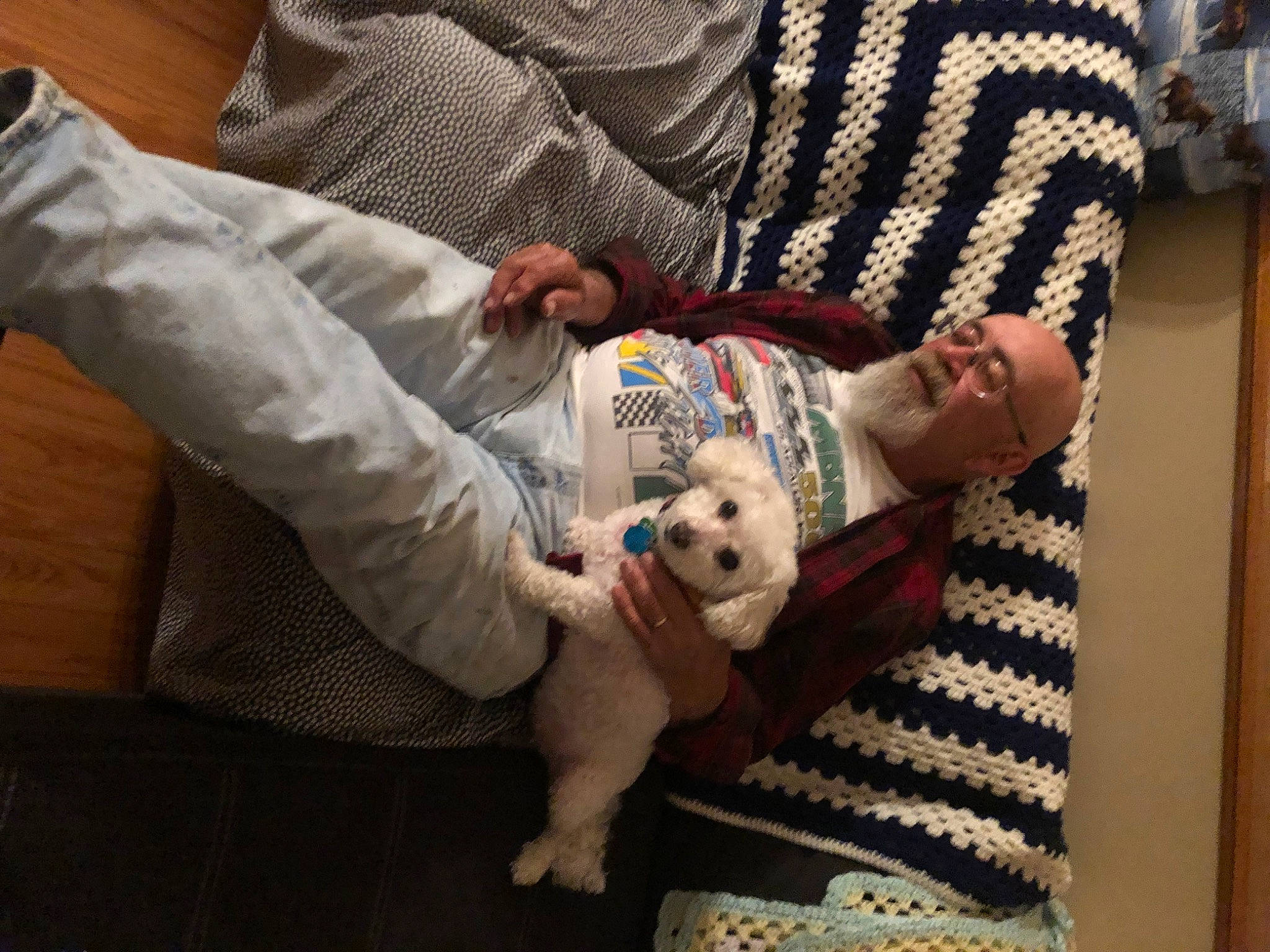 Hilda is registered to the contest to win money with this photo: carnivore, child, comfort, companion_dog, couch, dog, dog_breed, fawn, flooring, fur, human_leg, lap, linens, nap, puppy_love, room, sitting, sleep, sporting_group, toy_dog