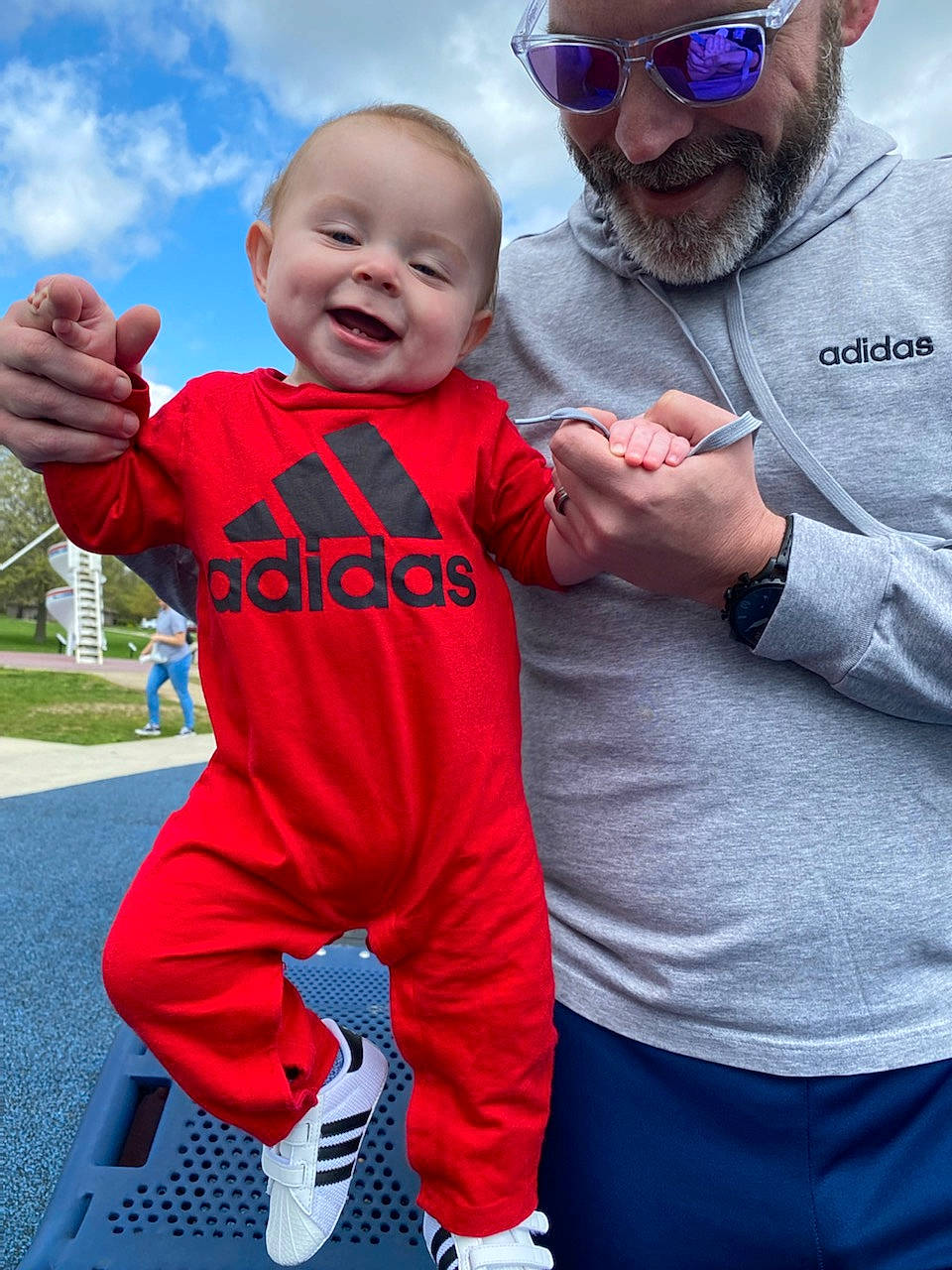 Ares joined the competition — help win amazing prizes! blue, clothing, cloud, face, gesture, glasses, goggles, hairstyle, happy, headwear, human, joy, muscle, person, pink, product, sky, sleeve, smile, sunglasses