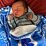 Giovanni is registered to the contest to win money with this photo: baby, blanket, blue_blanket, child, closeup, comfort, cozy, cute, face, hand, indoors, infant, newborn, peaceful, portrait, resting, sleeping, soft_texture, striped_pajamas, warm