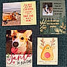 Stella joined the competition — help win amazing prizes! dog, holiday_card, christmas, reindeer_drawing, text, photograph, smiling_dog, tongue_out, corgi, new_year, greeting_card, decorative_text, paw, leash, indoor, outdoor, artwork, blue_background, pet, seasonal