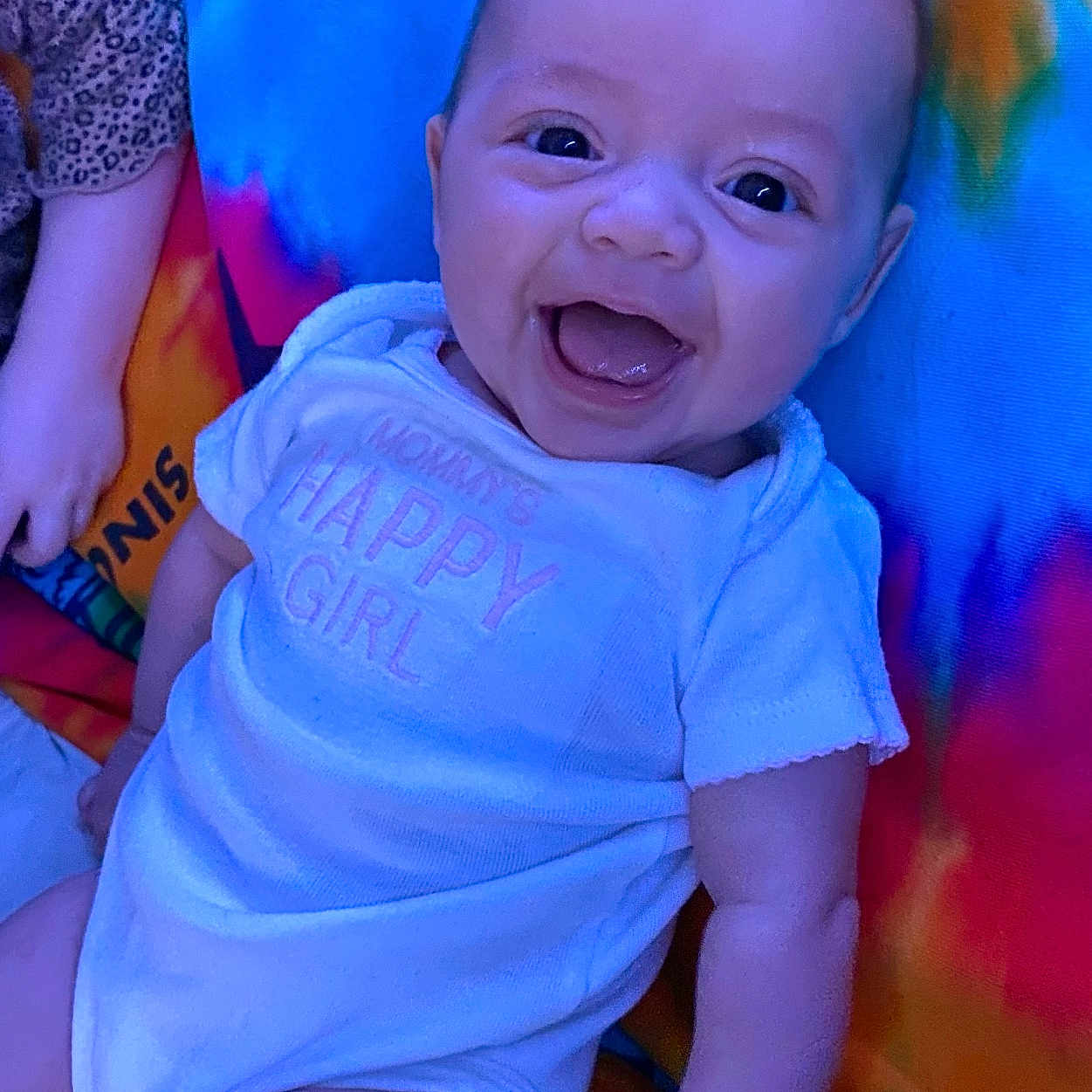 Lilah is registered to the contest to win money with this photo: baby, babylaughing, clothing, face, happy, head, laughing, person, photography, portrait, smile, t_shirt