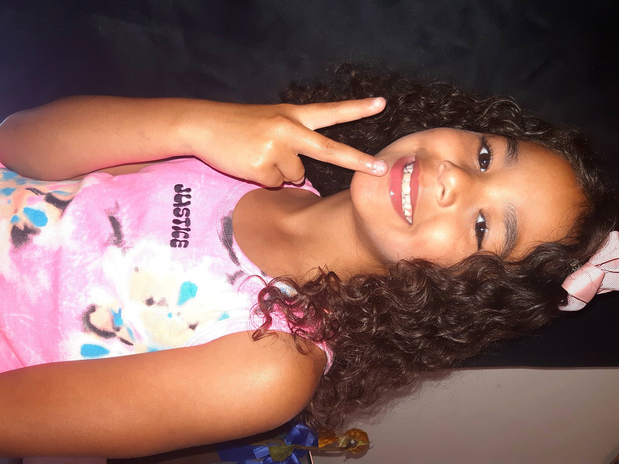 Kiara is registered to the contest to win money with this photo: black_hair, chest, eye, eyelash, face, flash_photography, hair, happy, head, joy, lip, lipstick, long_hair, makeover, mouth, muscle, neck, person, skin, smile