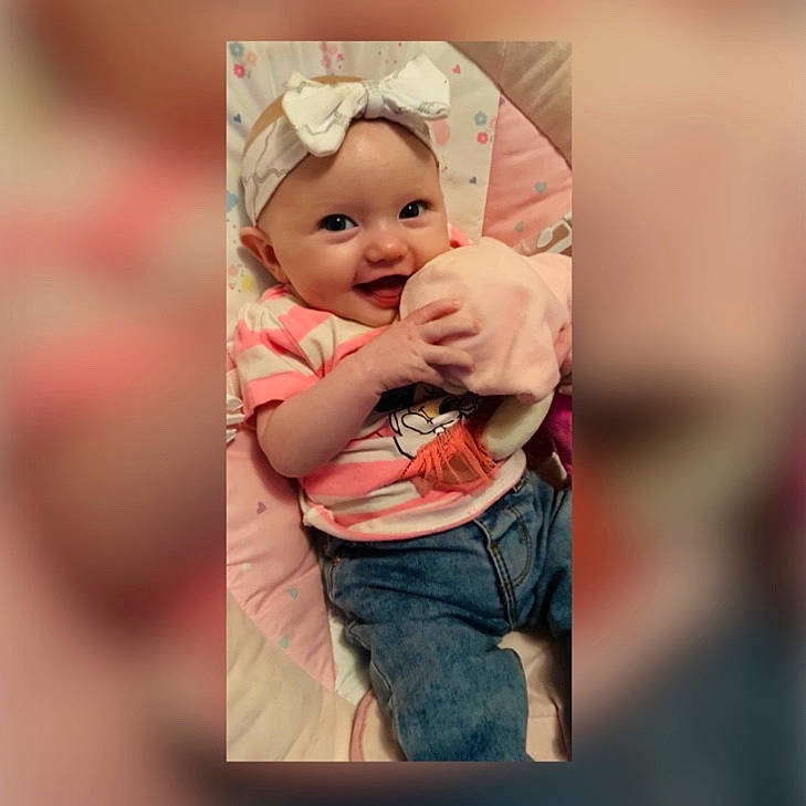 Ella-mae is registered to the contest to win money with this photo: baby, cheek, child, happy, headwear, person, photography, pink, product, skin, smile, stock_photography, toddler