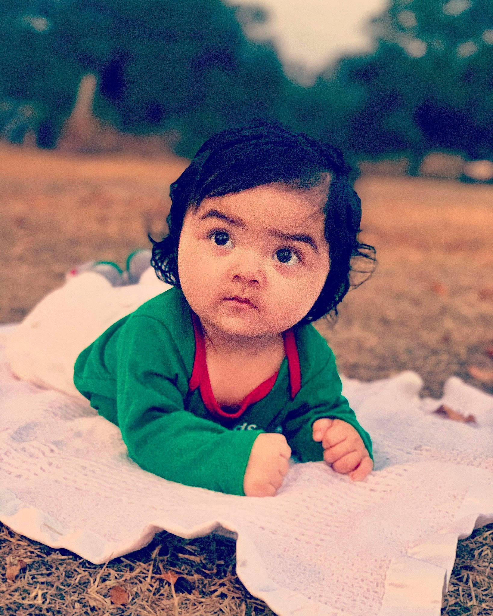 Emberlee is registered to the contest to win money with this photo: beauty, child, eye, flash_photography, fun, grass, grassland, happy, landscape, leisure, people_in_nature, person, portrait_photography, recreation, sitting, skin, sunlight, toddler, travel, tree