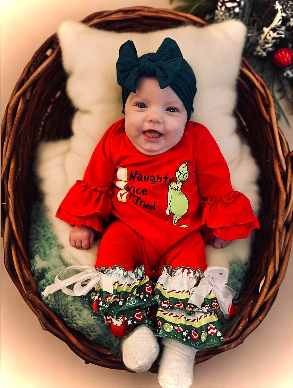 Haven joined the competition — help win amazing prizes! baby, baby_toddler_clothing, child, christmas, event, eye, face, fictional_character, happy, head, holiday, human_body, ornament, outerwear, pattern, person, sleeve, smile, t_shirt, toddler