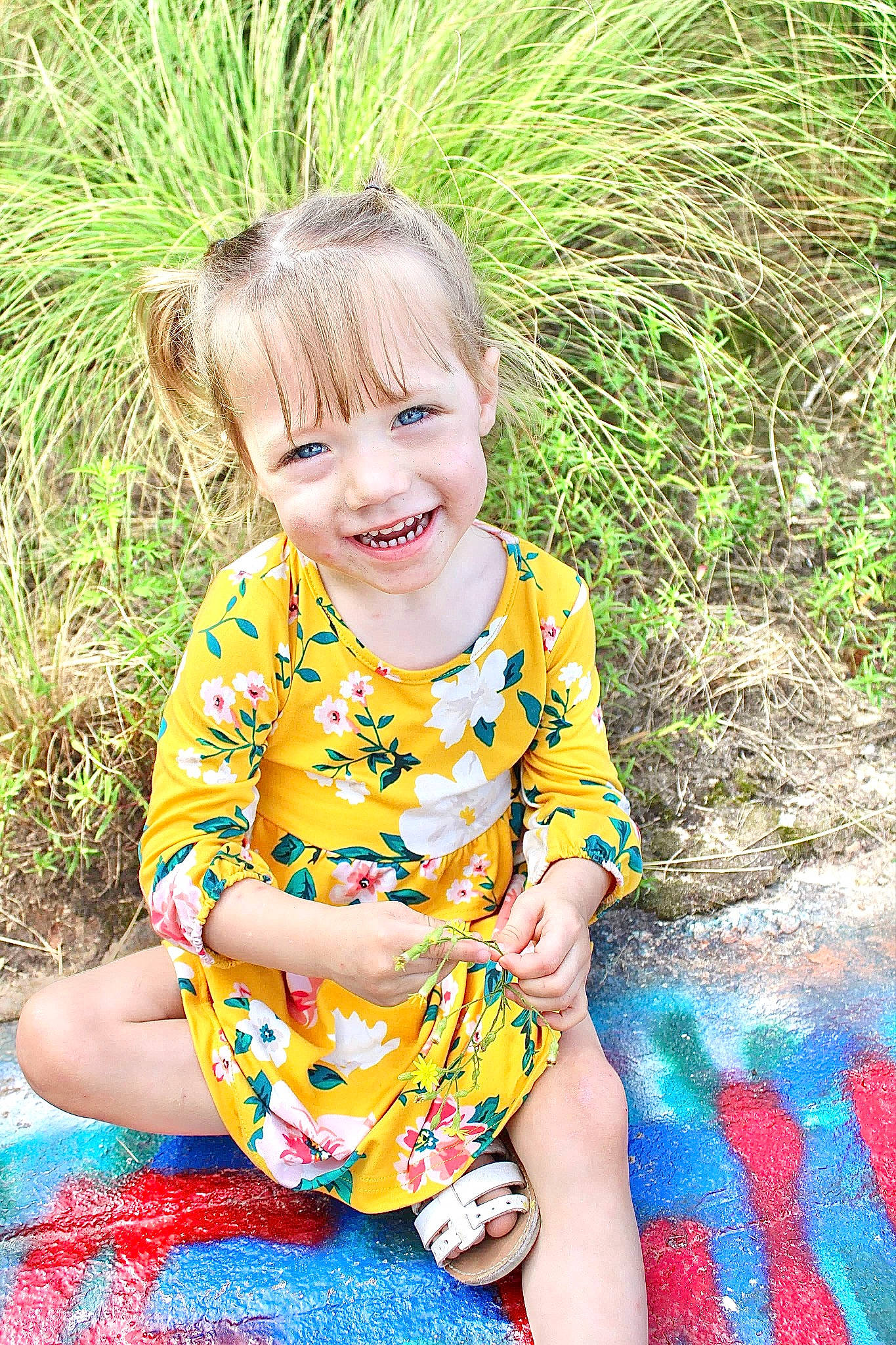 Knoxlynn is registered to the contest to win money with this photo: adaptation, baby_toddler_clothing, child, dress, face, grass, grassland, green, hairstyle, happy, joy, meadow, people_in_nature, person, plant, skin, sleeve, smile, summer, t_shirt