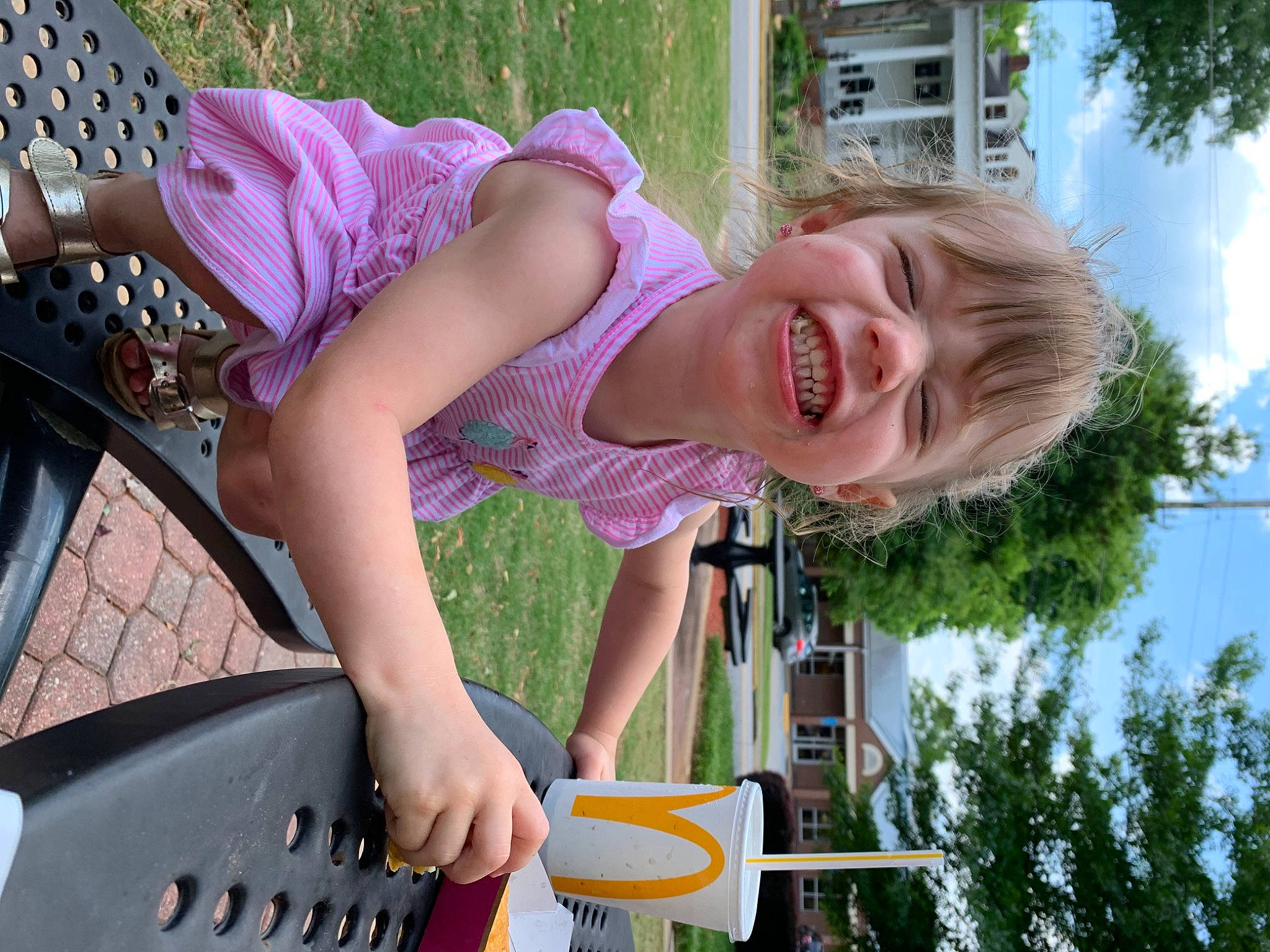 Knoxlynn joined the competition — help win amazing prizes! child, city, facial_expression, fun, grass, green, happy, joy, leisure, magenta, person, photograph, plant, recreation, sky, smile, snapshot, summer, t_shirt, toddler