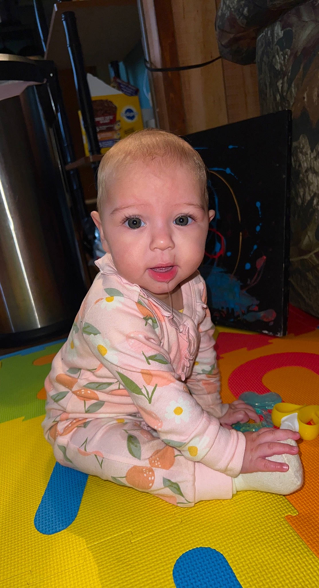 Aria joined the competition — help win amazing prizes! baby, baby_products, baby_toddler_clothing, cheek, child, chin, comfort, crawling, eye, face, floor, flooring, fun, iris, person, play, room, sitting, sleeve, toddler