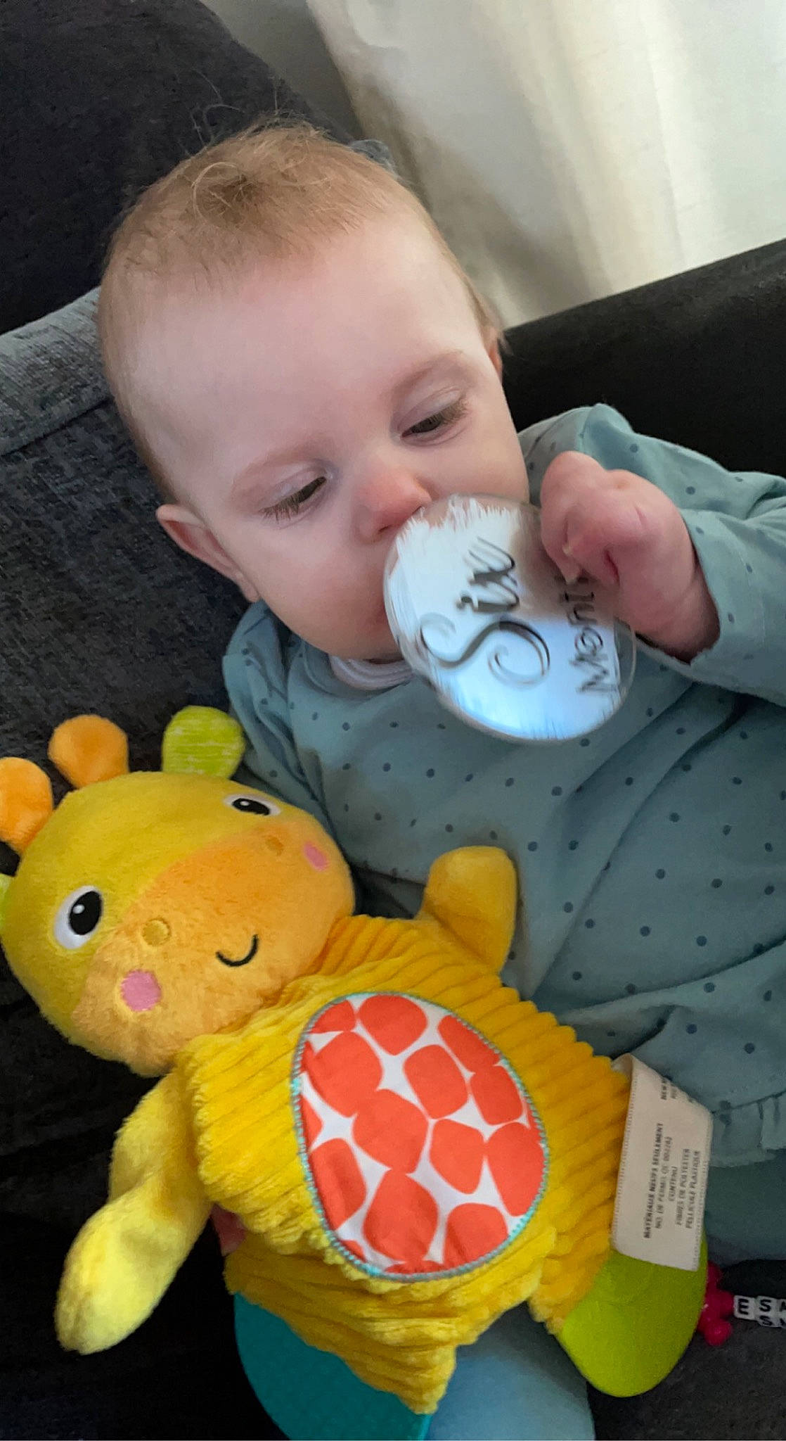 Esmae joined the competition — help win amazing prizes! baby, baby_playing_with_toys, baby_products, baby_toddler_clothing, baby_toys, cheek, child, comfort, fun, happy, pattern, person, play, plush, product, room, stuffed_toy, textile, toddler, toy