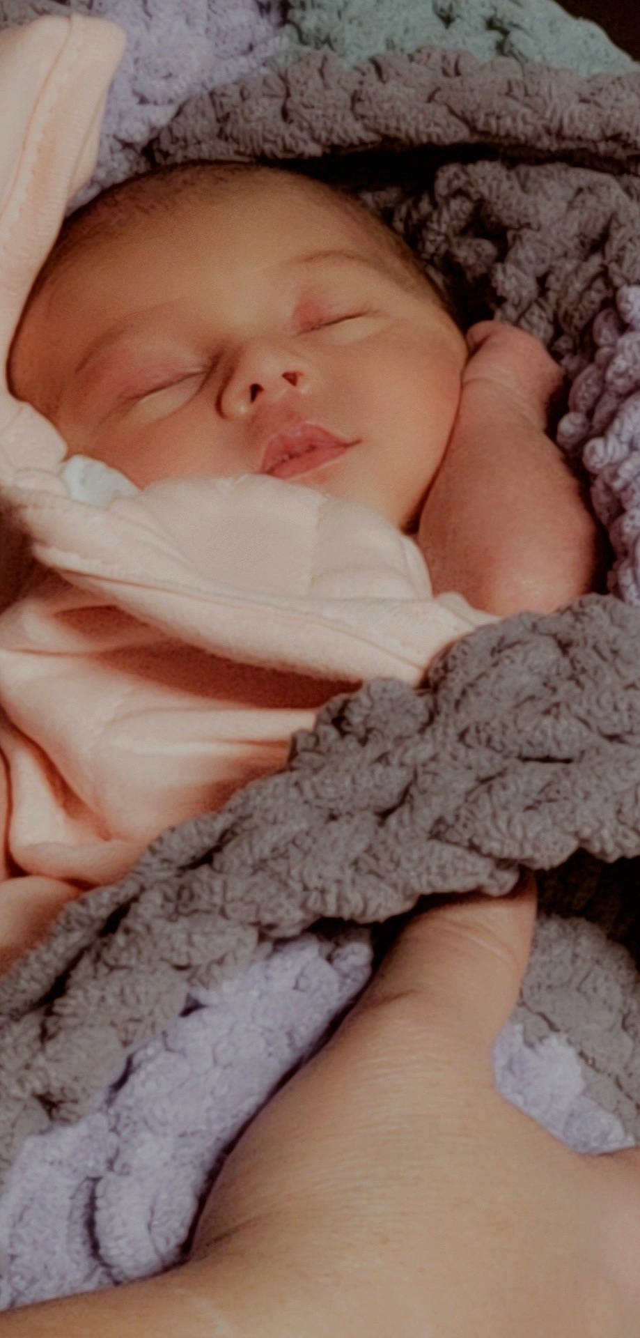 Harlow joined the competition — help win amazing prizes! baby, baby_sleeping, baby_toddler_clothing, beauty, cheek, comfort, finger, gesture, hand, lip, neck, organ, person, pink, skin, sleeve, textile, thumb, toddler, white