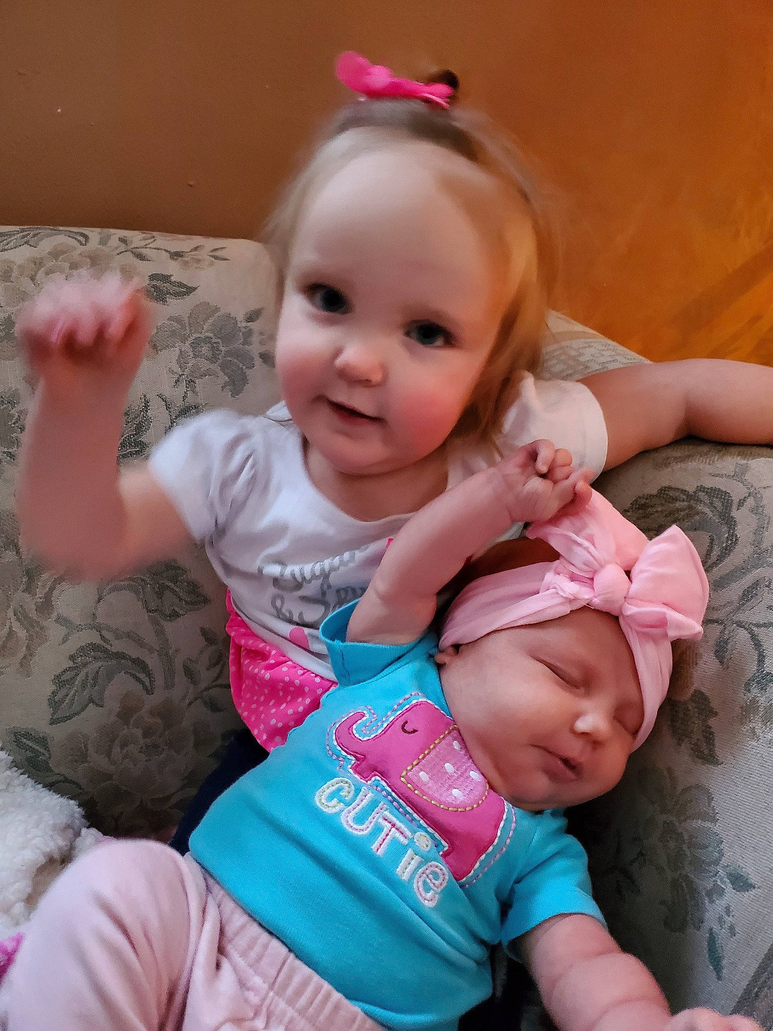 Paisley joined the competition — help win amazing prizes! baby, baby_toddler_clothing, cheek, child, daughter, fun, headwear, iris, person, pink, sibling, skin, toddler