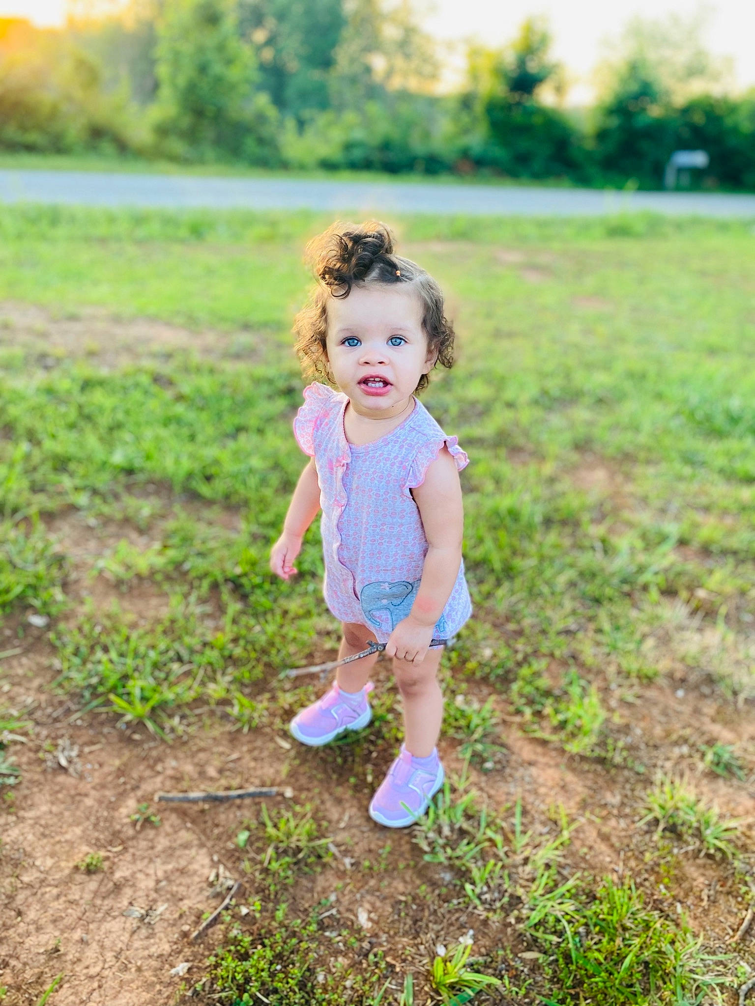 Aveah joined the competition — help win amazing prizes! baby, baby_toddler_clothing, child, grass, grass_family, grassland, green, happy, landscape, leaf, meadow, people_in_nature, person, plant, rural_area, summer, sunlight, toddler, tree, wood