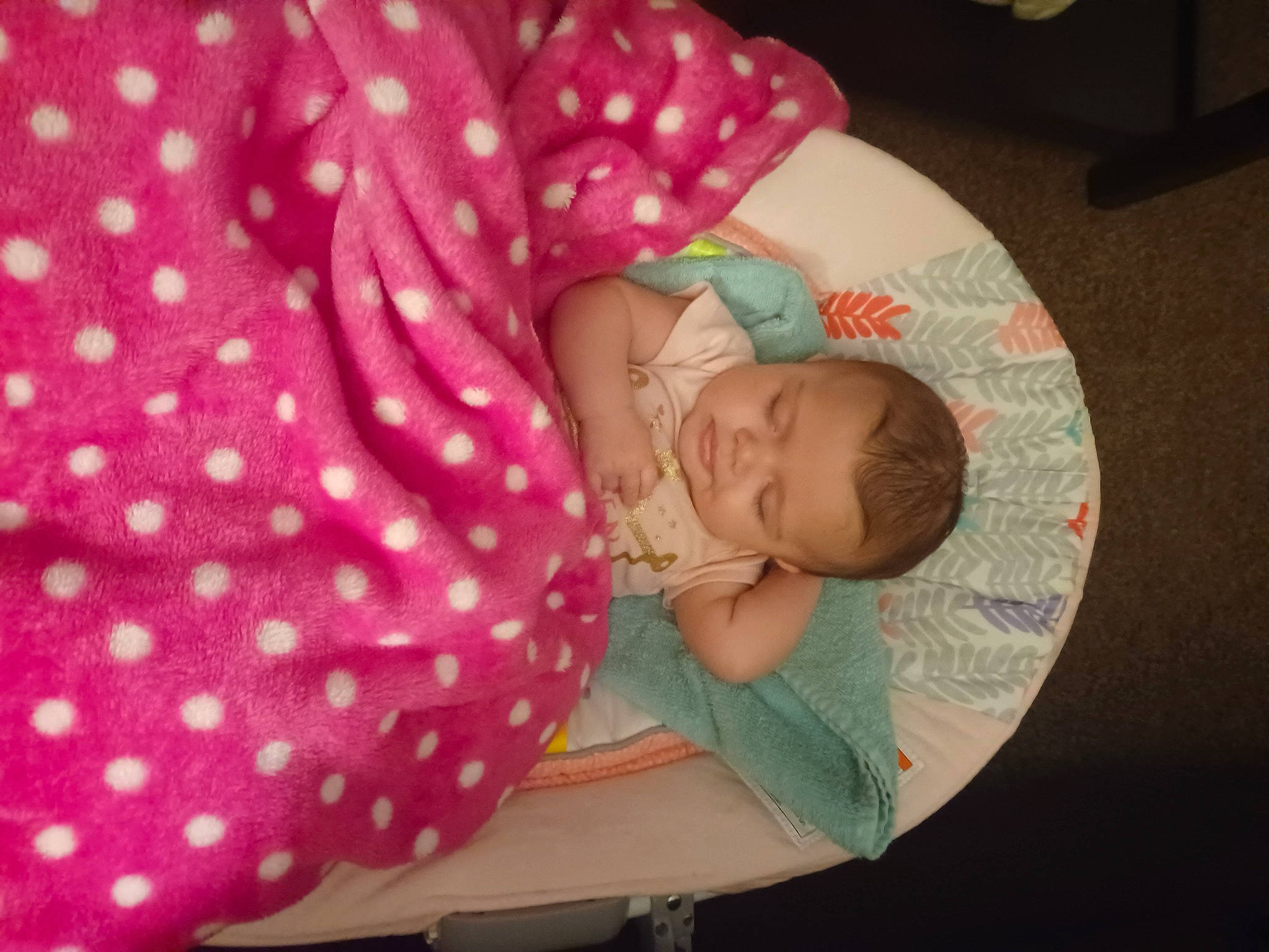 Skyla joined the competition — help win amazing prizes! baby, baby_products, baby_sleeping, baby_toddler_clothing, bedtime, child, comfort, hat, linens, magenta, nap, pattern, peach, person, pink, room, sitting, sleep, sleeve, toddler