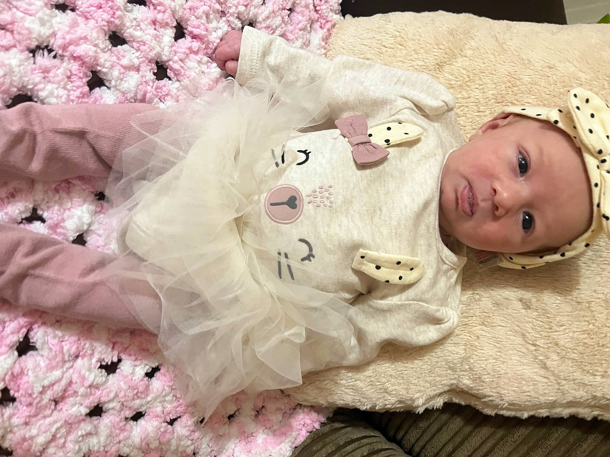 Ivy joined the competition — help win amazing prizes! baby, baby_products, baby_sleeping, baby_toddler_clothing, bedding, child, comfort, costume_hat, fashion_accessory, fur, hair_accessory, headgear, linens, magenta, pattern, person, petal, pink, sleeve, toddler