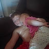 arm, child, children, closeup, couch, cozy, face, family, floral_pants, head, indoor, nap, pink_shirt, red_shorts, resting, shirtless, siblings, skin, sleeping, sofa