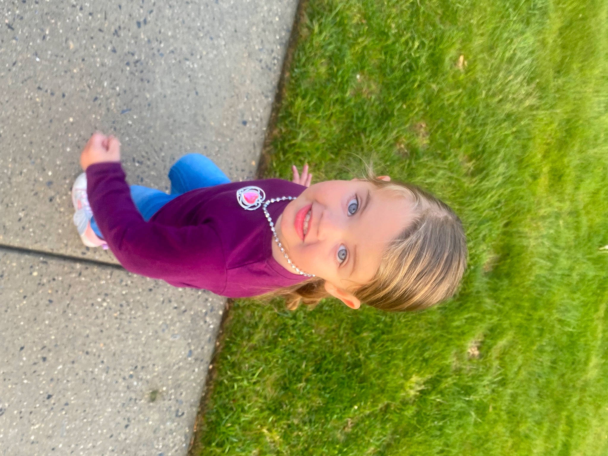 Kaylah is registered to the contest to win money with this photo: asphalt, baby_toddler_clothing, child, electric_blue, eye, fun, grass, grassland, happy, hat, joy, landscape, leisure, magenta, people_in_nature, person, plant, recreation, smile, toddler