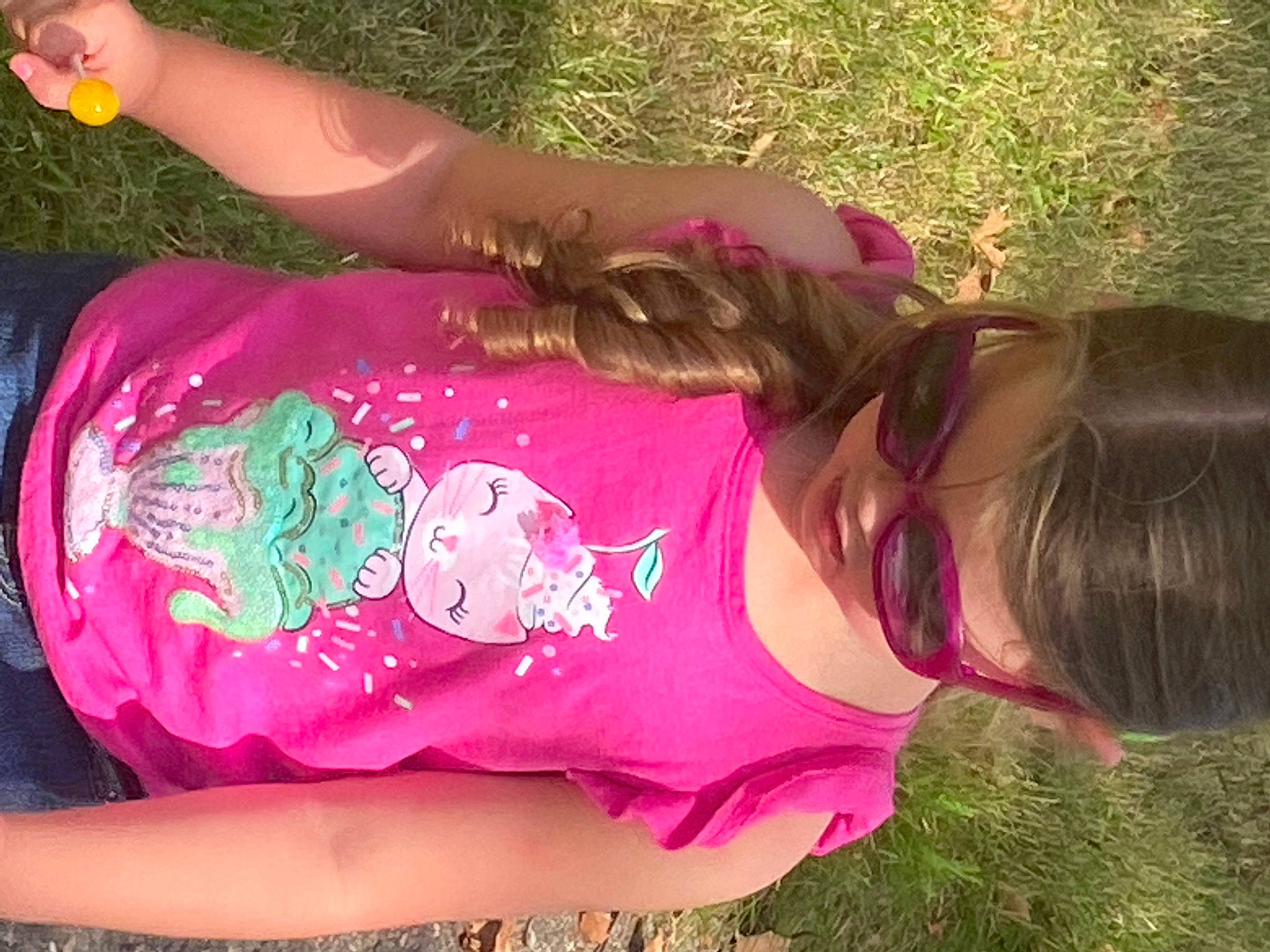 Kaylah joined the competition — help win amazing prizes! active_tank, child, fun, grass, happy, human_leg, leisure, magenta, person, pink, plant, recreation, sleeve, t_shirt, thigh, toddler, water, wrist