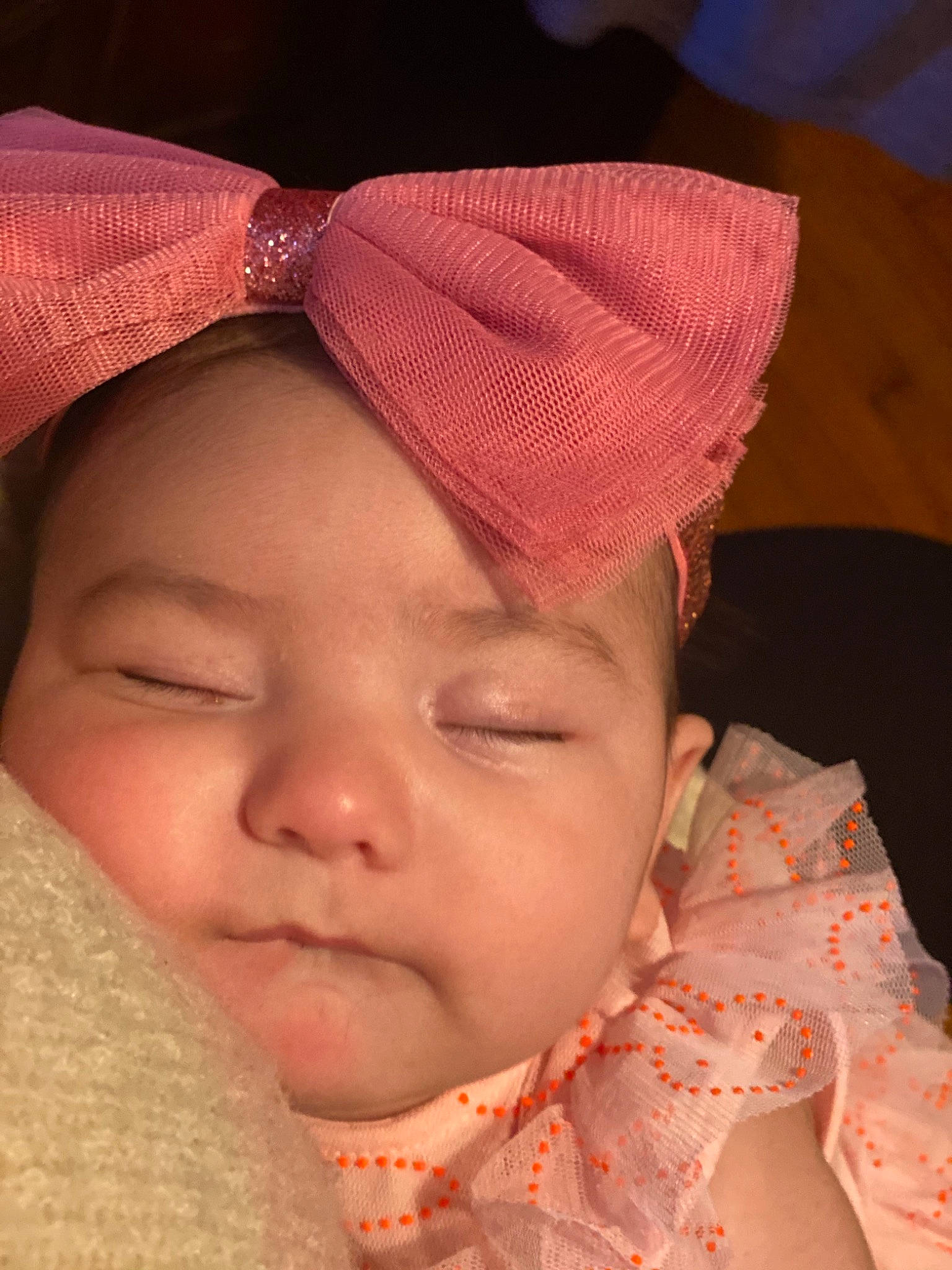 Serena joined the competition — help win amazing prizes! baby, baby_toddler_clothing, bonnet, cheek, child, chin, close_up, costume_accessory, eyebrow, forehead, hair_accessory, headgear, headwear, lip, nap, nose, peach, person, pink, skin