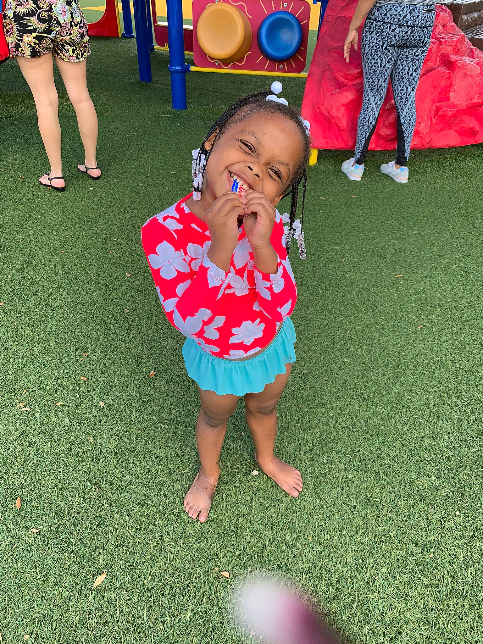 Nevaeh is registered to the contest to win money with this photo: adaptation, barefoot, child, fun, grass, happy, joy, leisure, party, person, plant, play, recreation, smile, summer, toddler