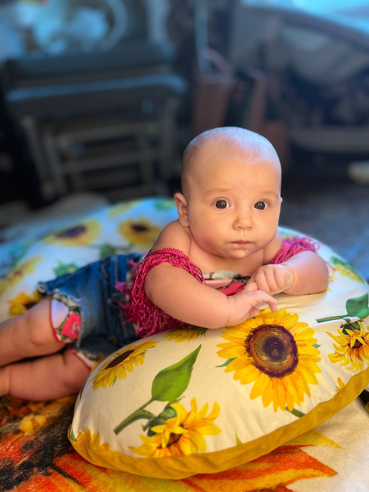 Bonnie is registered to the contest to win money with this photo: baby, baby_products, chair, cheek, child, doll, dress, event, fun, grass, happy, iris, person, petal, sitting, sweetness, table, tableware, toddler, toy
