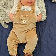 Lucas joined the competition — help win amazing prizes! baby, bear, bed, blanket, child, clothing, cute, eyes, fabric, face, hair, indoors, infant, lying_down, mohawk, overall, pillow, portrait, quilt, shoes