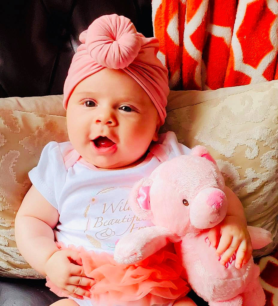 Giselle joined the competition — help win amazing prizes! baby, baby_making_funny_faces, baby_sleeping, baby_toddler_clothing, cheek, child, daughter, hair_accessory, happy, headgear, lip, peach, person, pink, portrait_photography, skin, toddler