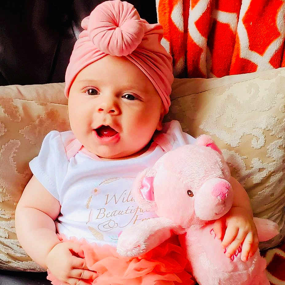 Giselle joined the competition — help win amazing prizes! baby, baby_making_funny_faces, baby_sleeping, baby_toddler_clothing, cheek, child, daughter, hair_accessory, happy, headgear, lip, peach, person, pink, portrait_photography, skin, toddler