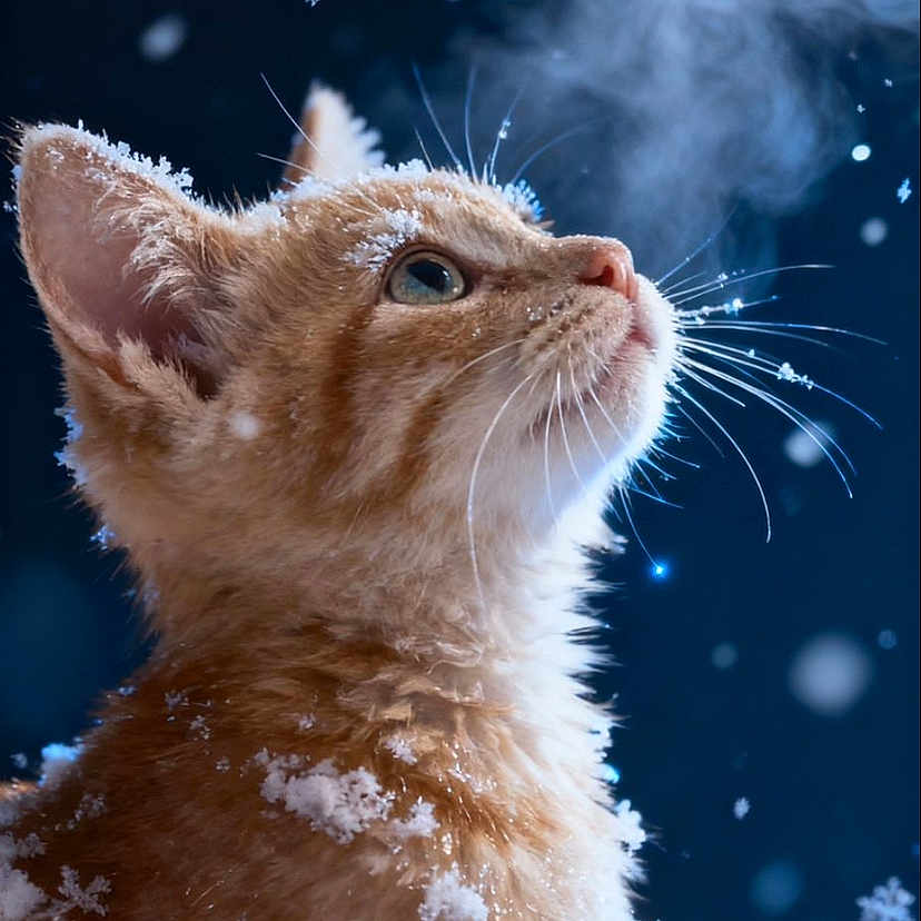 Nala participe au concours pour gagner de l'argent avec cette photo : adorable, animal, breath, cat, closeup, cold, curious, cute, feline, fur, kitten, mammal, nature, outdoor, pet, portrait, snow, snowflakes, whiskers, winter