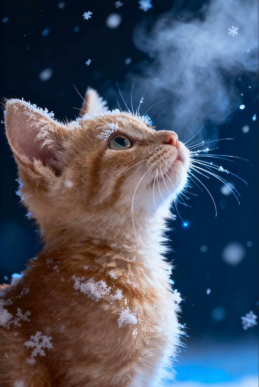 Nala participe au concours pour gagner de l'argent avec cette photo : kitten, cat, snow, winter, fur, whiskers, cold, breath, snowflakes, animal, cute, pet, portrait, outdoor, feline, closeup, mammal, adorable, nature, curious