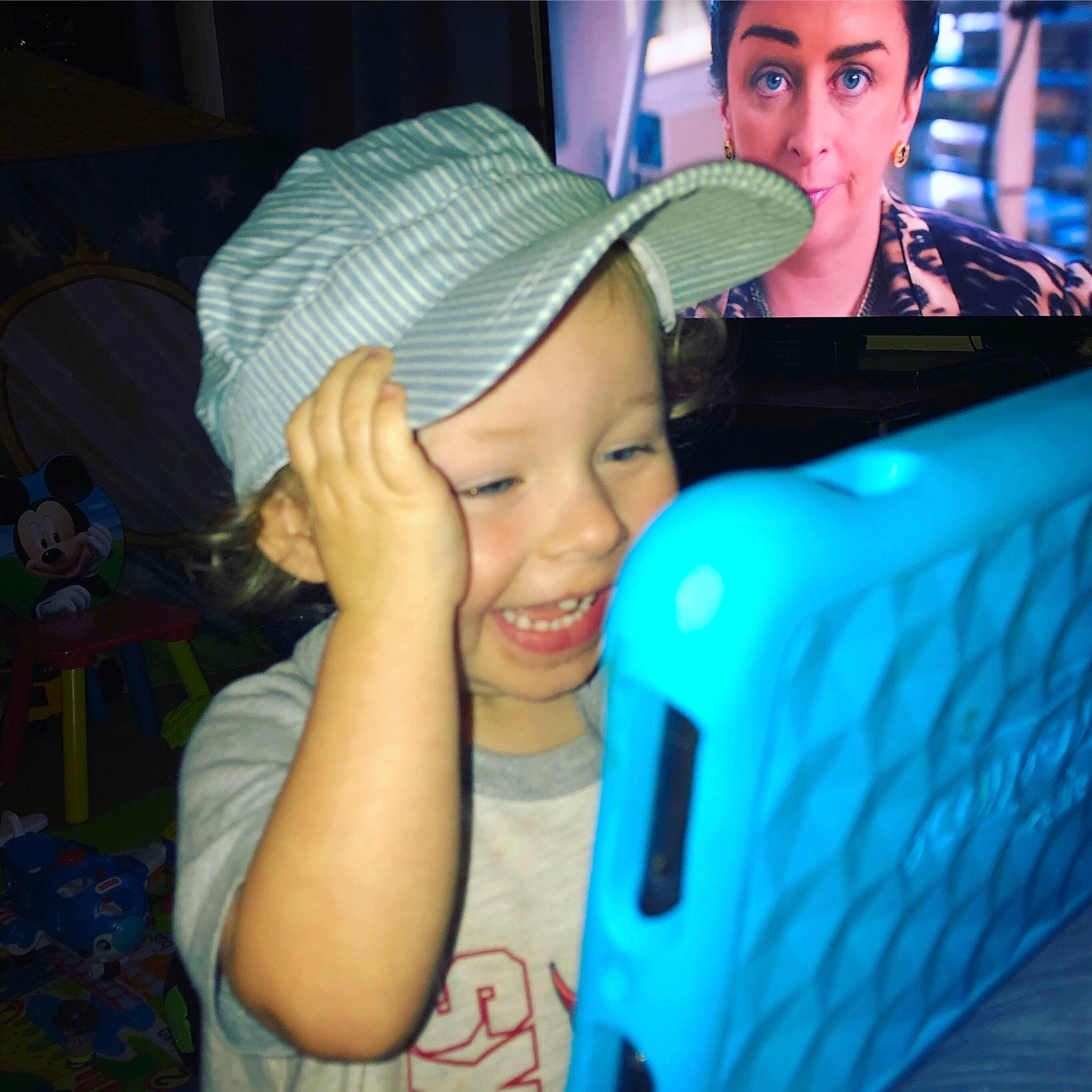 Huntley joined the competition — help win amazing prizes! cap, ear, fun, gadget, hat, headgear, leisure, party, person, photography, smile, technology, vacation