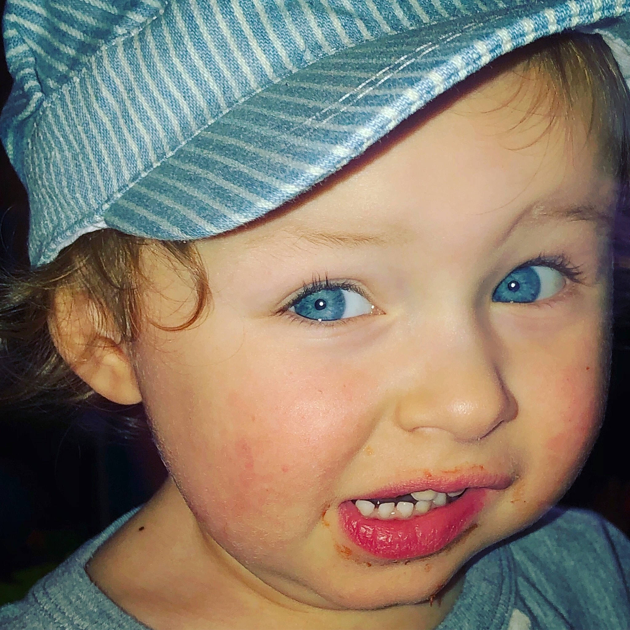 Huntley joined the competition — help win amazing prizes! cheek, child, chin, close_up, eye, eyebrow, face, facial_expression, forehead, head, headgear, jaw, lip, mouth, nose, organ, person, skin, smile, tongue