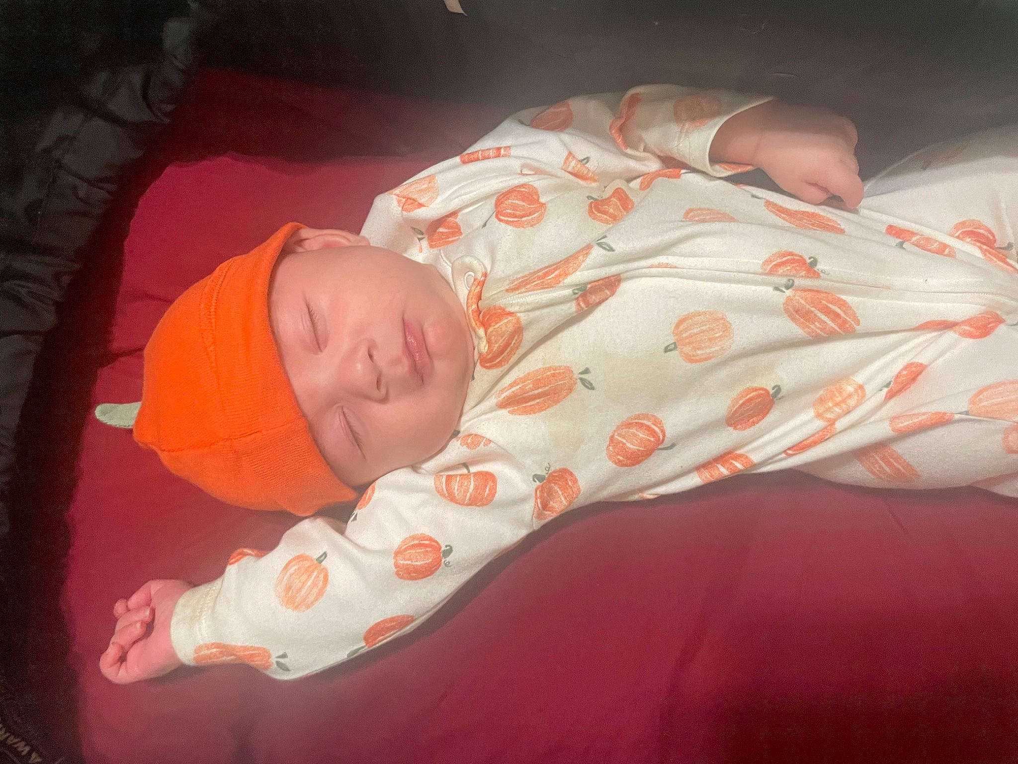 Abram joined the competition — help win amazing prizes! baby, baby_products, baby_sleeping, baby_toddler_clothing, bedtime, cheek, child, comfort, eye, finger, head, headwear, human_body, linens, mouth, orange, person, product, skin, sleeve