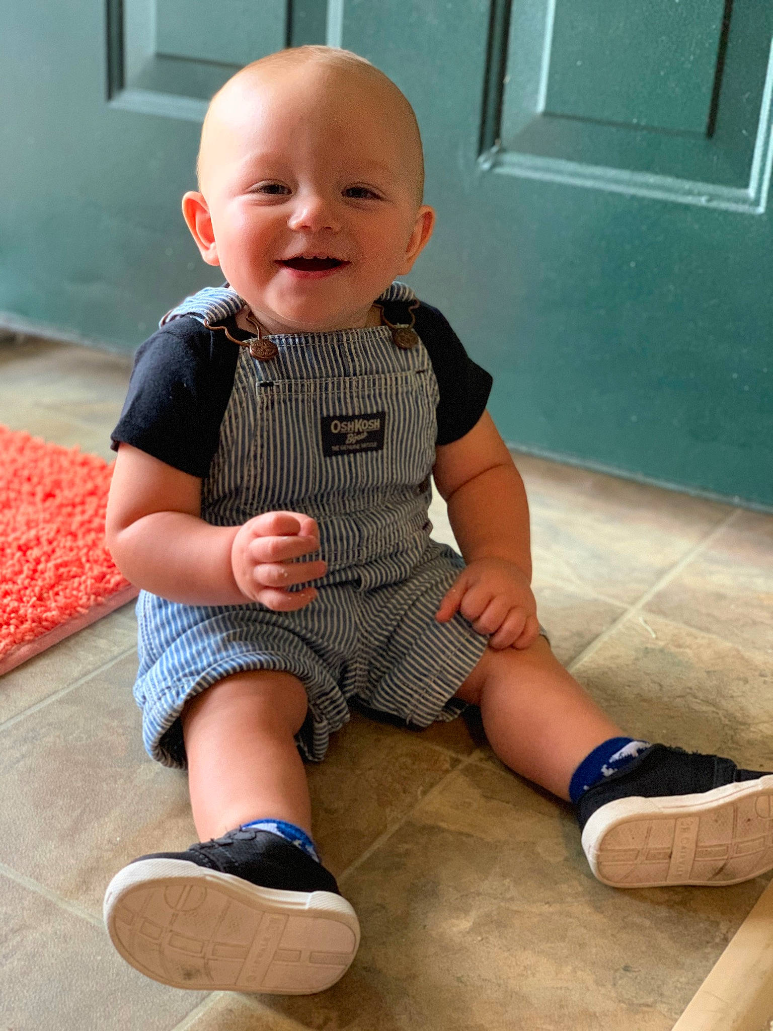 Evander joined the competition — help win amazing prizes! arm, baby, baby_toddler_clothing, cheek, child, finger, floor, flooring, joy, leg, person, play, shoe, sitting, skin, sleeve, standing, toddler, wood