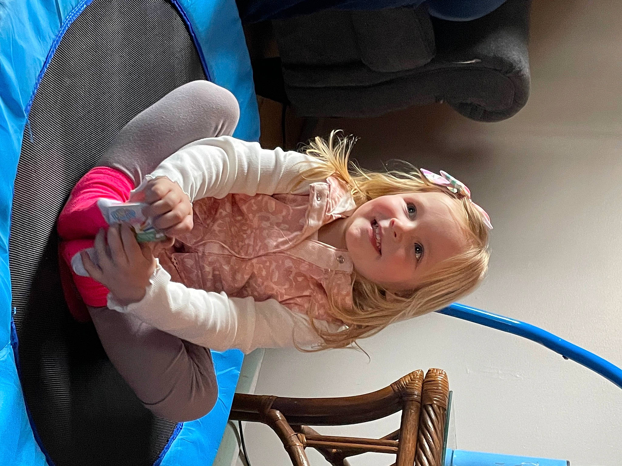 Raegan is registered to the contest to win money with this photo: auto_part, baby, baby_products, blue, chair, child, comfort, family_car, fun, gesture, happy, joy, leisure, person, recreation, sitting, smile, toddler, vehicle_door