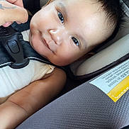 Avellana joined the competition — help win amazing prizes! baby, car_seat, child, smile, face, infant, seatbelt, hand, clothing, straps, comfort, cute, closeup, person, skin, head, expression, young, indoors, happy