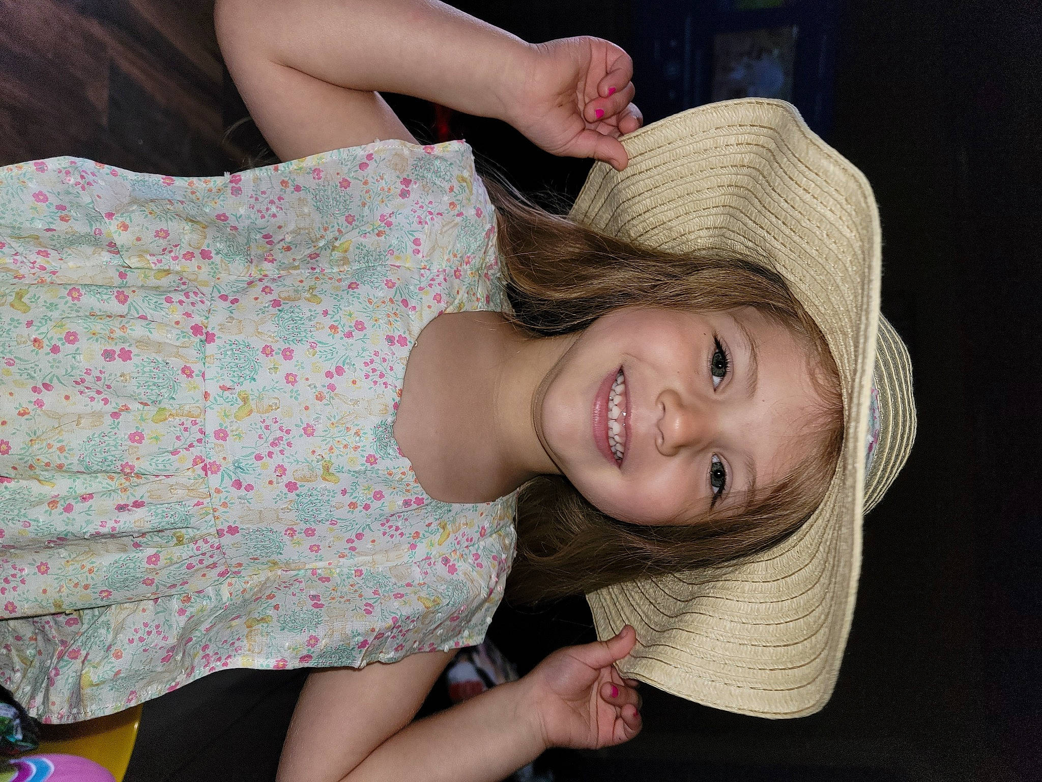 Kaliyah is registered to the contest to win money with this photo: arm, beauty, dress, eye, eyelash, finger, flash_photography, hand, happy, hat, human_body, human_leg, joy, lip, long_hair, person, pink, skin, smile, sun_hat