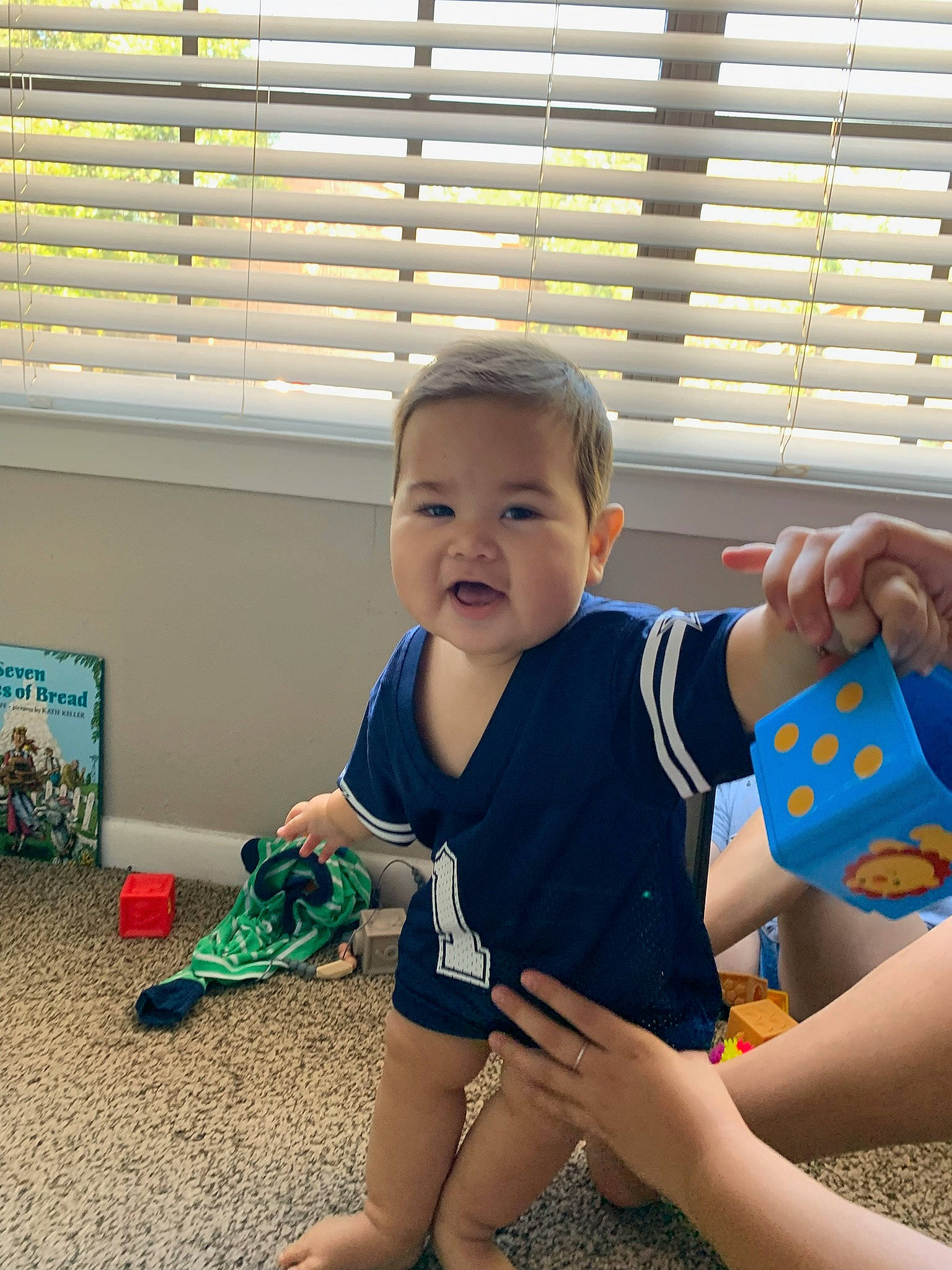 Efrain joined the competition — help win amazing prizes! baby, baby_toddler_clothing, child, electric_blue, eye, face, finger, flooring, fun, happy, human_leg, joint, leisure, person, sitting, sleeve, smile, thigh, thumb, toddler