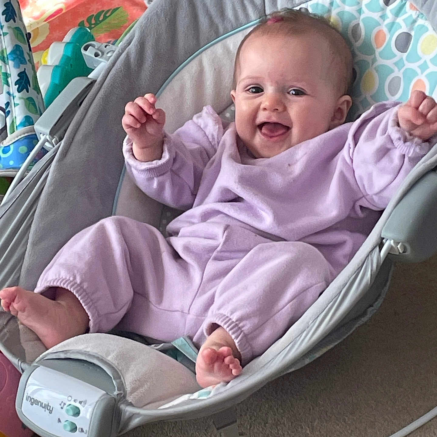 Frankie is registered to the contest to win money with this photo: baby, babylaughing, bed, clothing, crib, cushion, face, furniture, hammock, happy, head, homedecor, infantbed, laughing, newborn, person, photography, portrait, smile, t_shirt