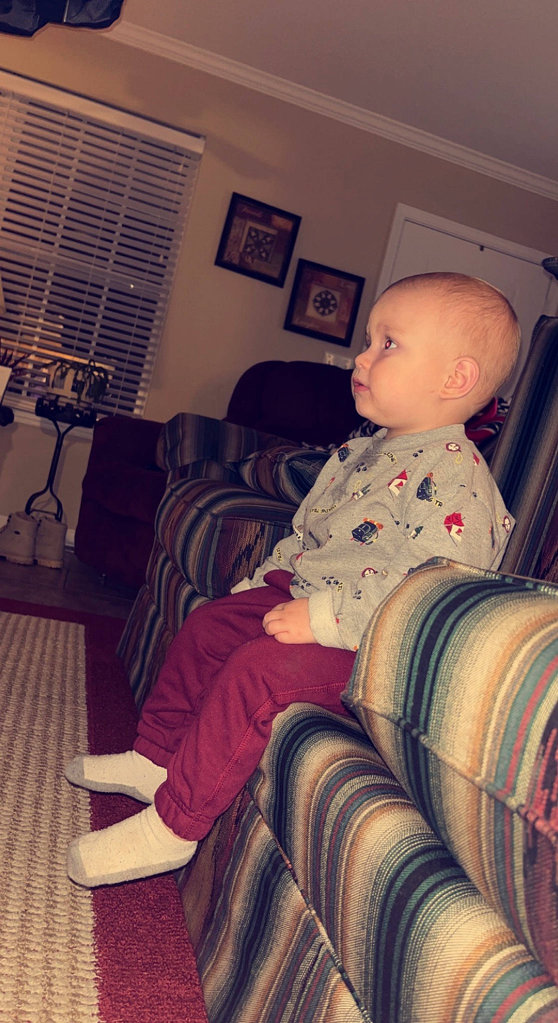Karsyn is registered to the contest to win money with this photo: baby, baby_toddler_clothing, blond, comfort, cool, couch, floor, flooring, human, human_leg, knee, lap, leg, living_room, mammal, person, sleeve, thigh, tints_and_shades, toddler