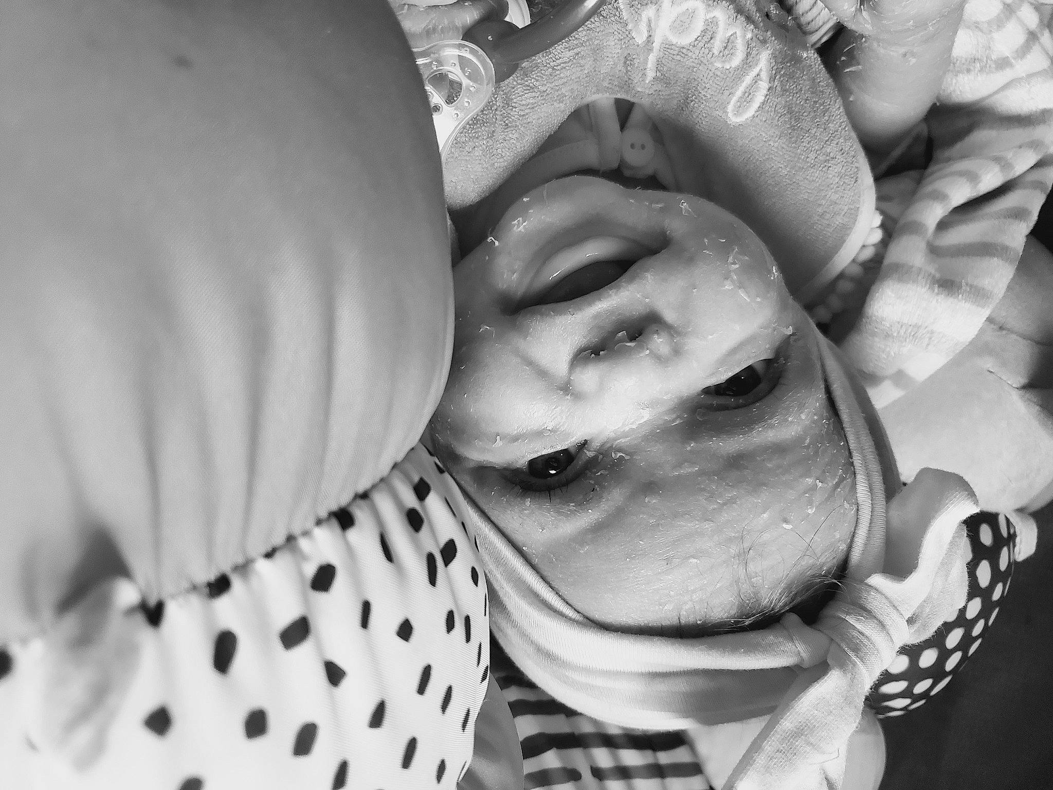 October joined the competition — help win amazing prizes! beauty, black, black_and_white, child, facial_expression, finger, gesture, grey, hand, happy, headgear, monochrome, monochrome_photography, mouth, organism, pattern, person, style, textile, toddler