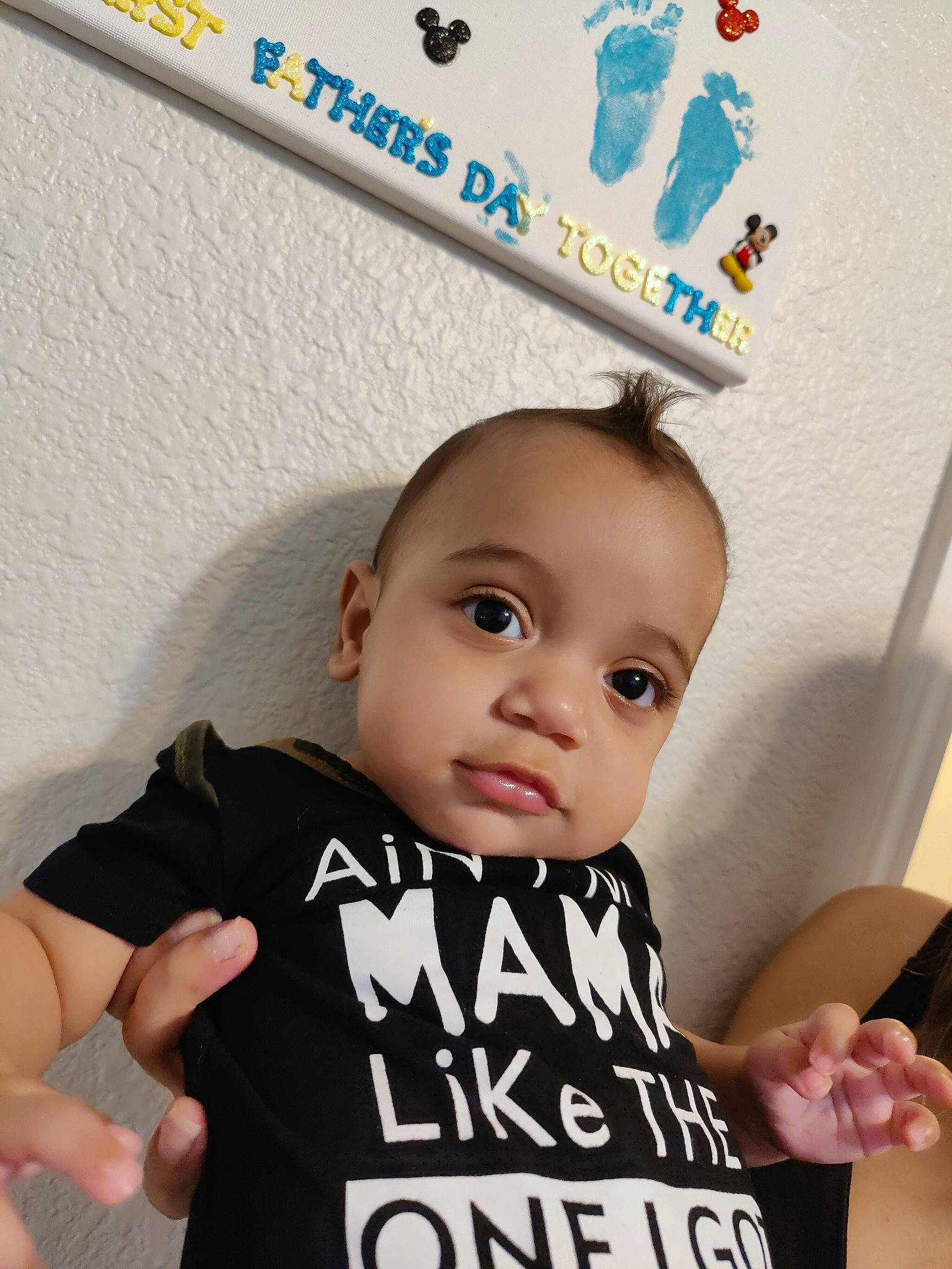 Kaylob is registered to the contest to win money with this photo: arm, baby, baby_toddler_clothing, cheek, child, facial_expression, finger, font, fun, gesture, hairstyle, hand, happy, person, skin, sleeve, t_shirt, textile, thumb, toddler