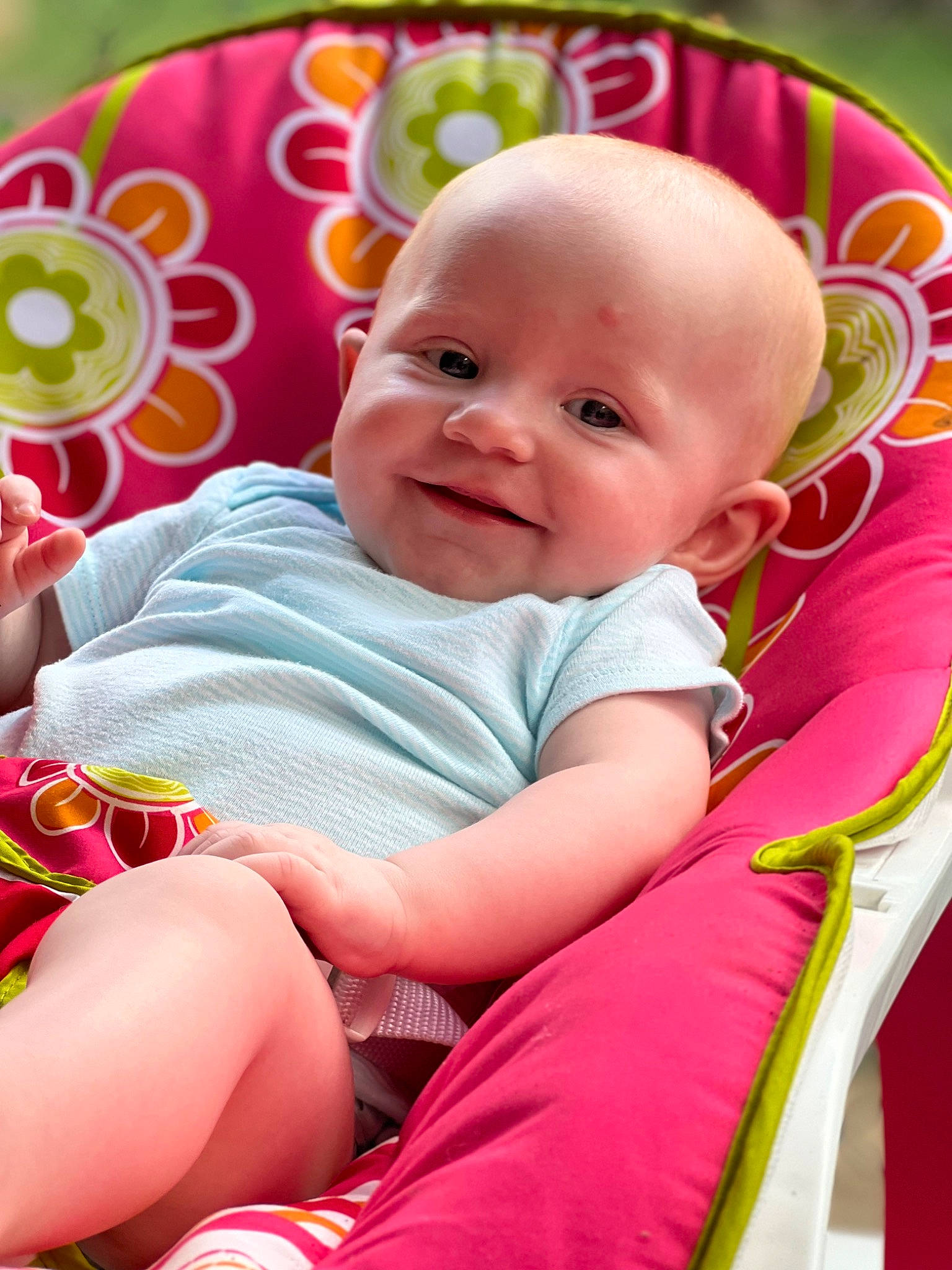 Avalynn joined the competition — help win amazing prizes! baby, baby_products, baby_toddler_clothing, cheek, child, comfort, event, face, facial_expression, fun, grass, happy, joy, leisure, magenta, person, pink, product, sitting, skin