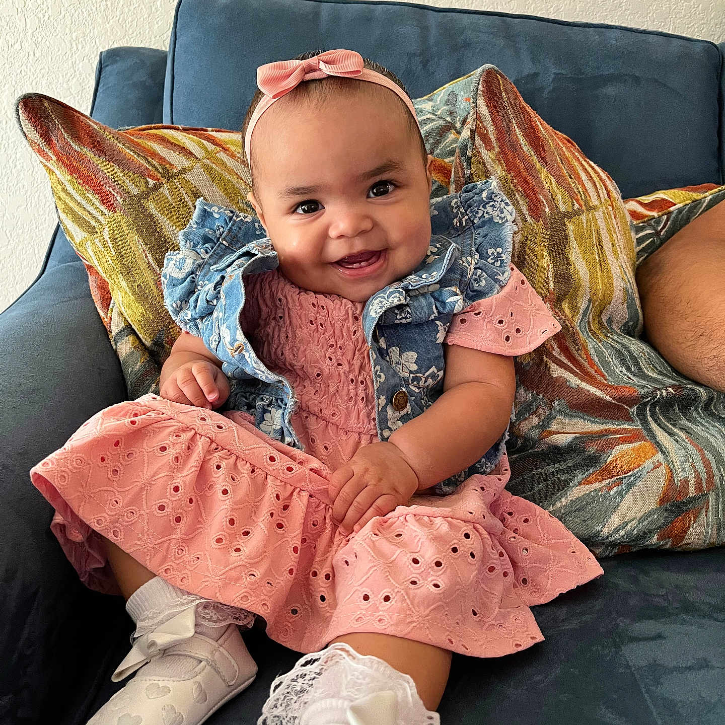 Arielys Belle is registered to the contest to win money with this photo: baby, chair, clothing, couch, cushion, face, footwear, furniture, happy, head, homedecor, pants, person, photography, portrait, shoe, sitting, sleeve, smile, sneaker