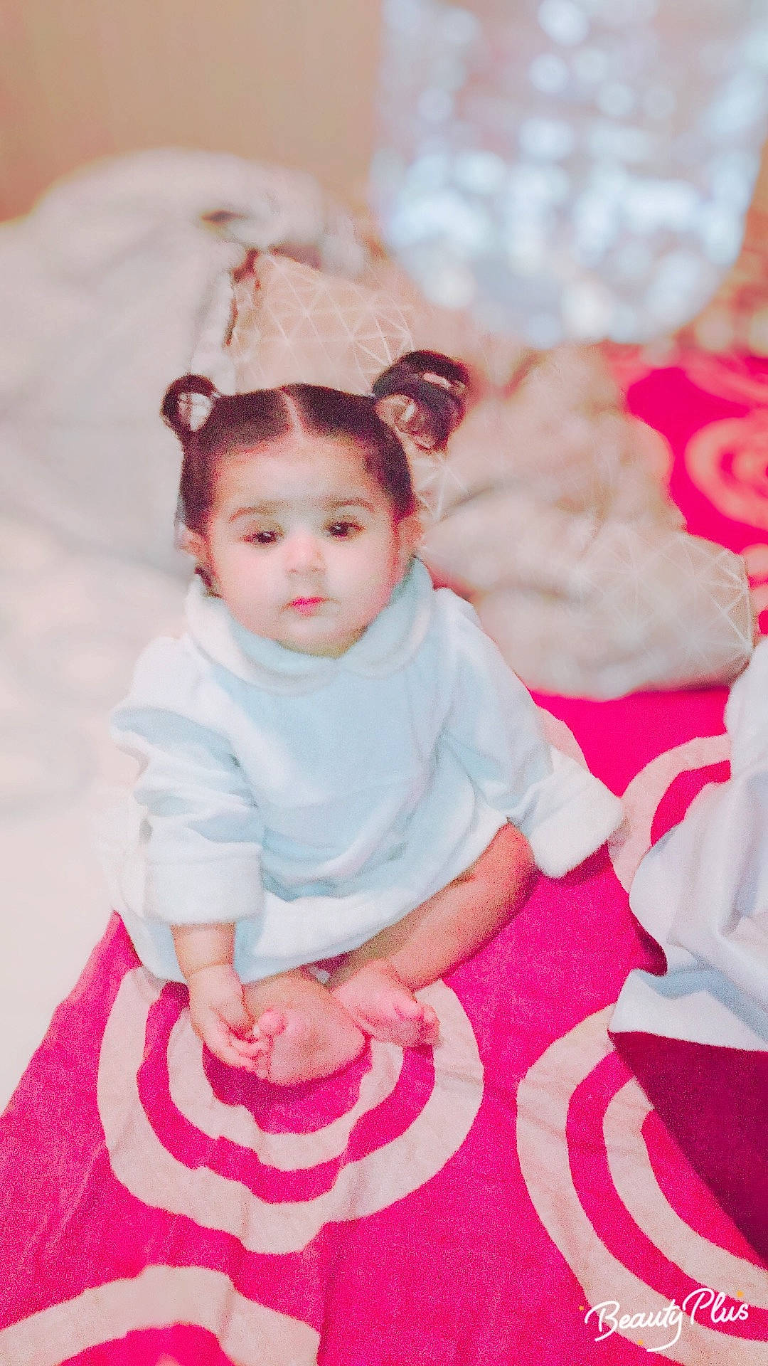 Samaira joined the competition — help win amazing prizes! beauty, child, girl, hair_accessory, infant, person, pink, product, skin, smile, sweetness, textile, toddler