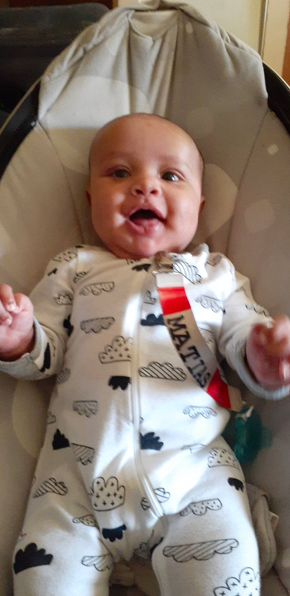 Matias joined the competition — help win amazing prizes! arm, baby, baby_toddler_clothing, cheek, chin, clothing, collar, comfort, face, finger, gesture, head, mouth, nose, person, product, skin, sleeve, smile, thumb