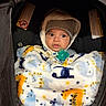 Landon joined the competition — help win amazing prizes!  안전, baby, blanket, bundled, car_seat, child, colorful_blanket, cozy, face, head, indoors, infant, pacifier, photograph, portrait, sitting, travel, vehicle, wide_eyes, winter_hat