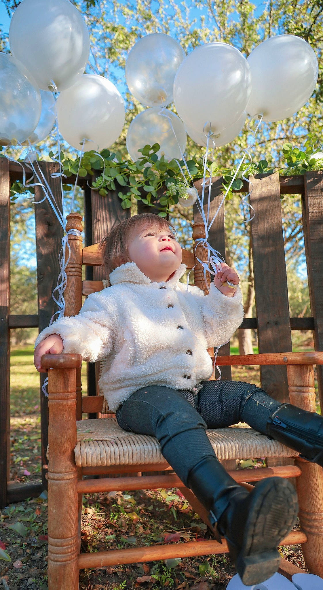 Braelyn joined the competition — help win amazing prizes! boot, child, cloud, fun, fur, garden, grass, happy, leisure, people_in_nature, person, plant, recreation, sitting, sky, spring, swing, toddler, tree, vacation