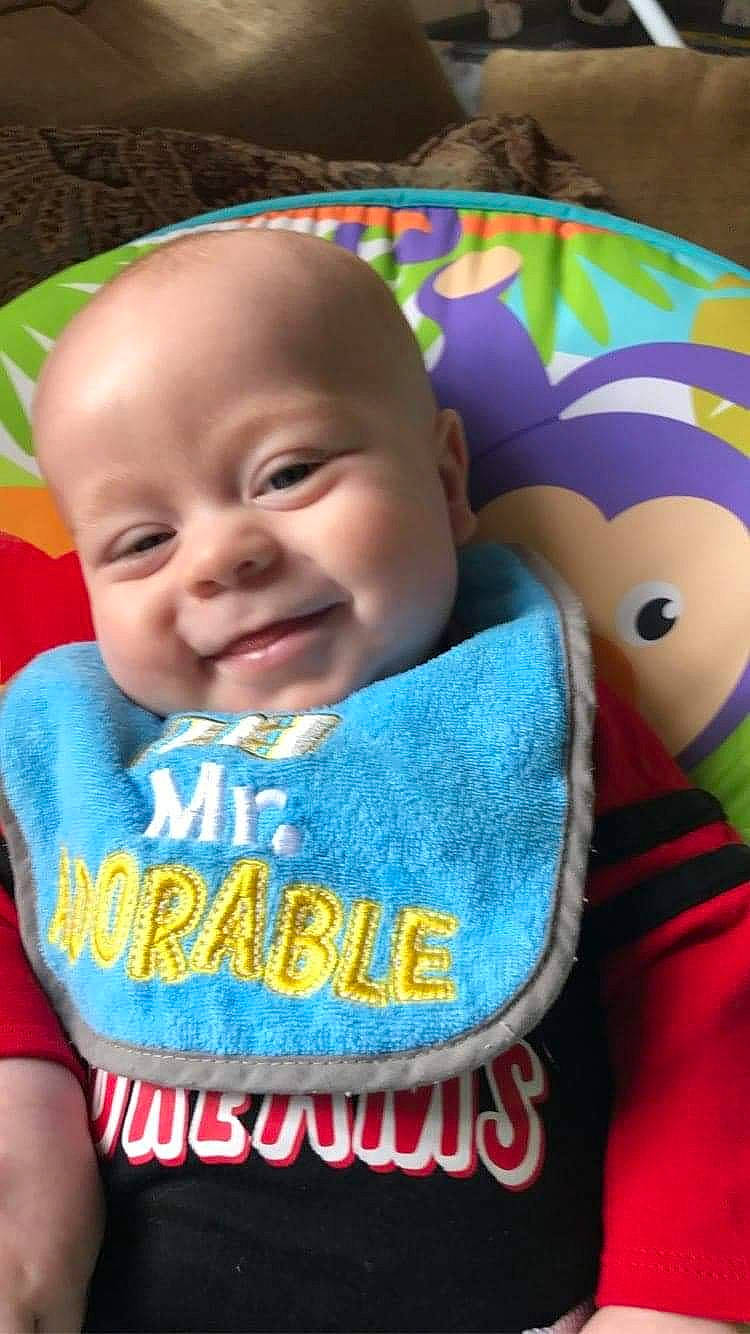 Kayden is registered to the contest to win money with this photo: baby, baby_products, baby_toddler_clothing, cheek, child, cool, face, fun, happy, head, mouth, person, product, smile, toddler