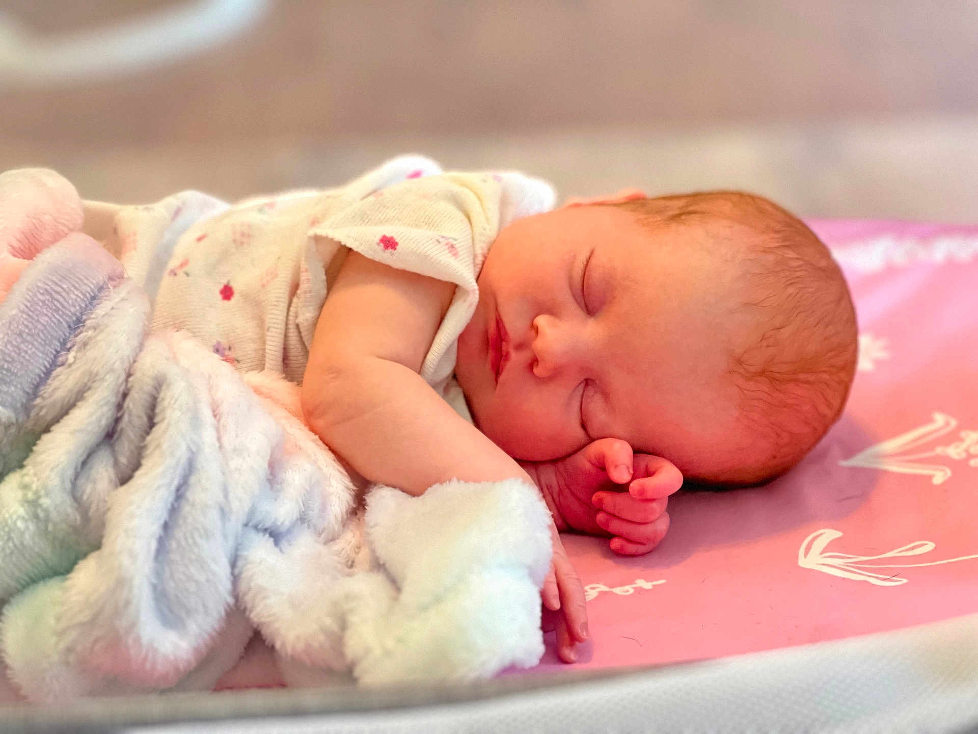 Alexis joined the competition — help win amazing prizes! newborn, baby, sleeping, blanket, soft_texture, pastel_colors, infant, peaceful, closeup, portrait, child, resting, pink, white, hand, face, delicate, cozy, cute, young